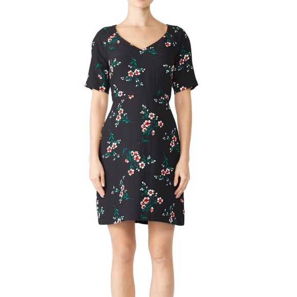 EUC Draper James Black Floral V Neck Dress - Picture 9 of 10